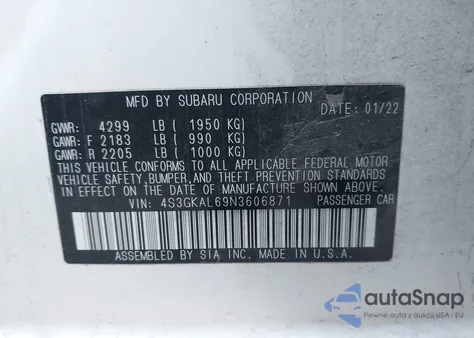 2022 Subaru Impreza Sport из США, поврежденный, VIN 4S3GKAL69N3606871